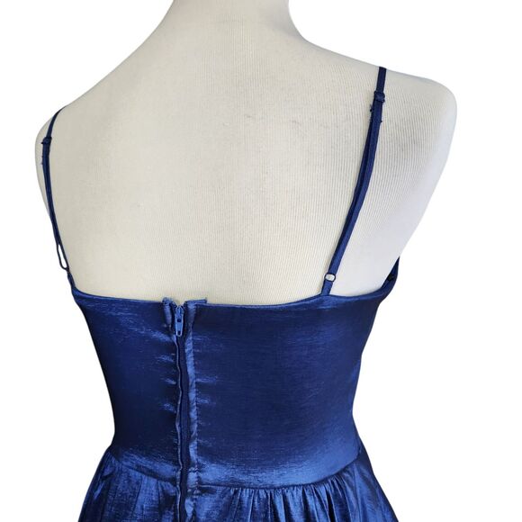 B Smart Formal Maxi Gown Dress Size 5 Royal Blue Shiny Hi Low Hem NWT Prom - Picture 10 of 10